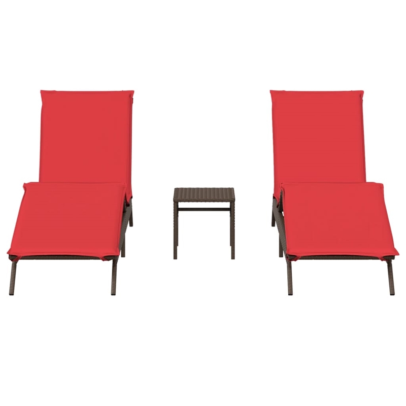 vidaXL PE Rattan Steel Foam Sun Lounger in Brown
