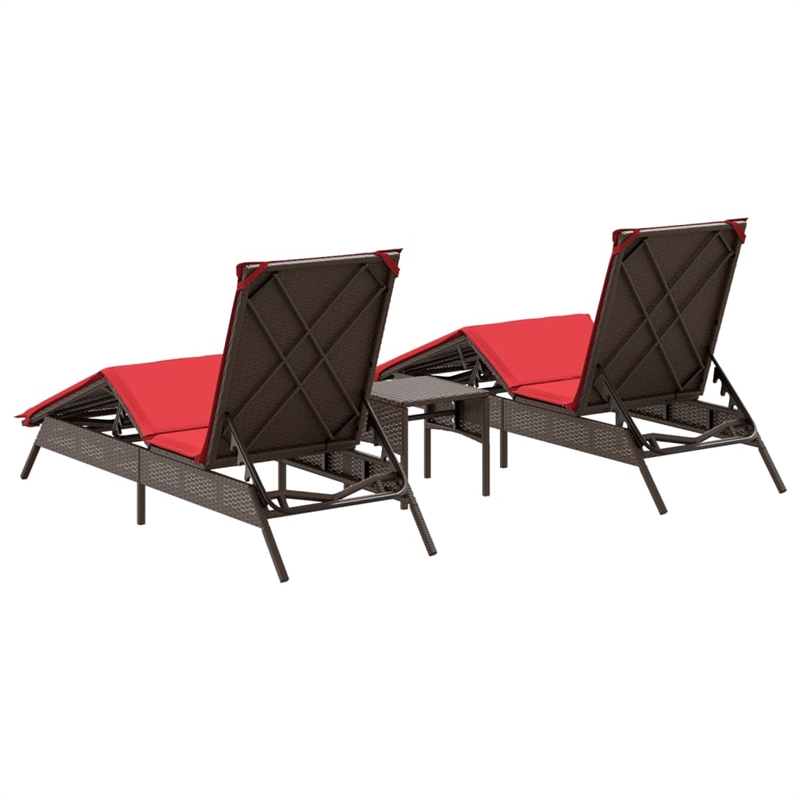 vidaXL PE Rattan Steel Foam Sun Lounger in Brown