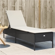 vidaXL PE Rattan Full Size Sun Lounger w/ Backrest in Black