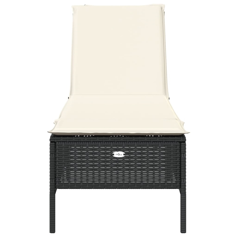 vidaXL PE Rattan Full Size Sun Lounger w/ Backrest in Black