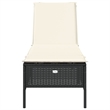 vidaXL PE Rattan Full Size Sun Lounger w/ Backrest in Black