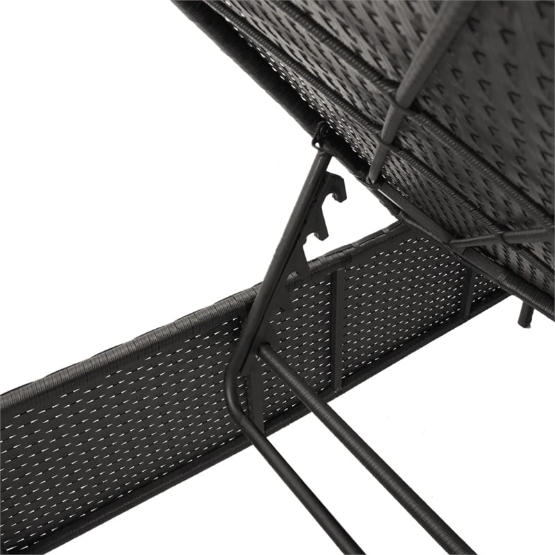 vidaXL PE Rattan Full Size Sun Lounger w/ Backrest in Black