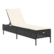vidaXL PE Rattan Full Size Sun Lounger w/ Backrest in Black