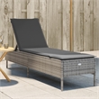 vidaXL Poly Rattan Standard Sun Lounger w/ Armrests in Gray