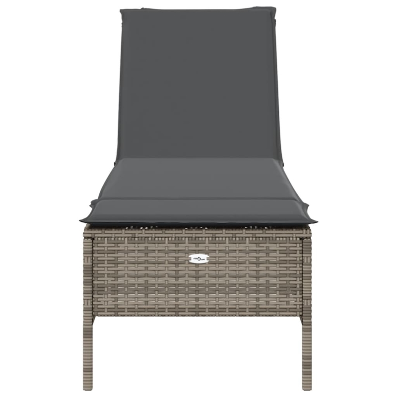 vidaXL Poly Rattan Standard Sun Lounger w/ Armrests in Gray