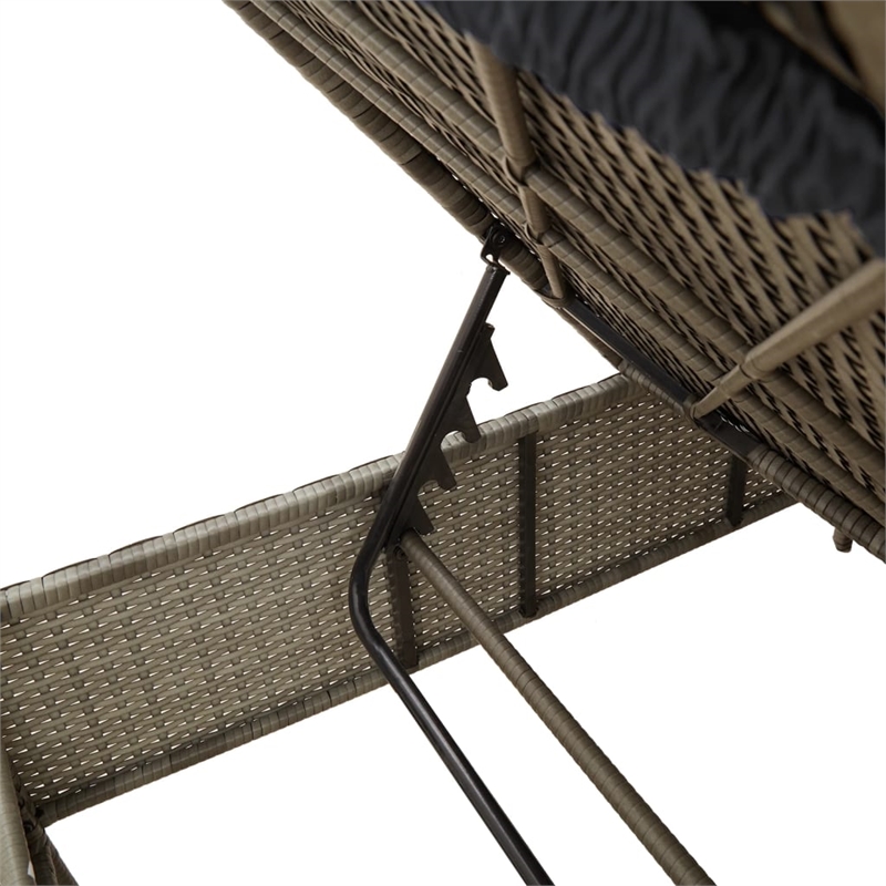 vidaXL Poly Rattan Standard Sun Lounger w/ Armrests in Gray