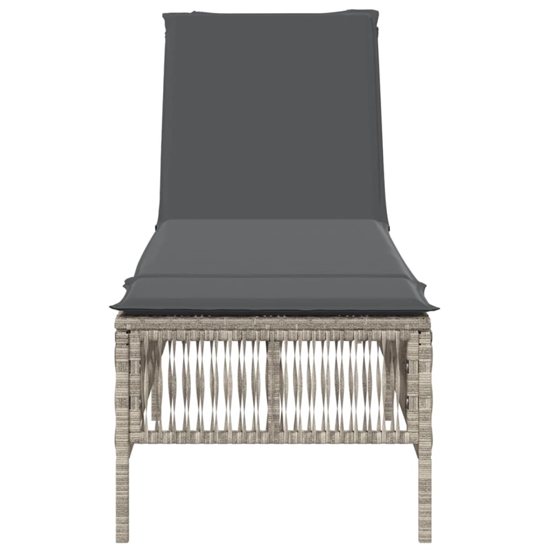 vidaXL PE Rattan Steel Extra Long Sun Lounger in Light Gray