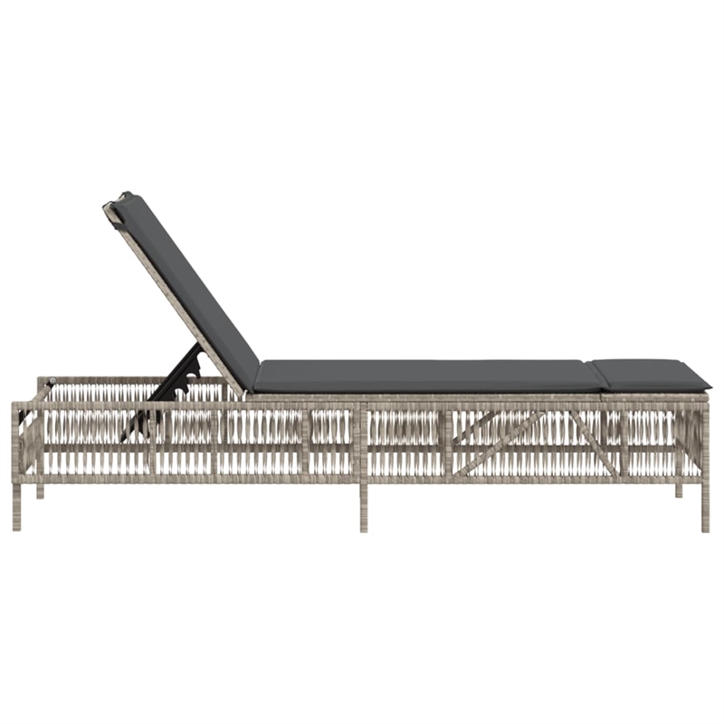 vidaXL PE Rattan Steel Extra Long Sun Lounger in Light Gray