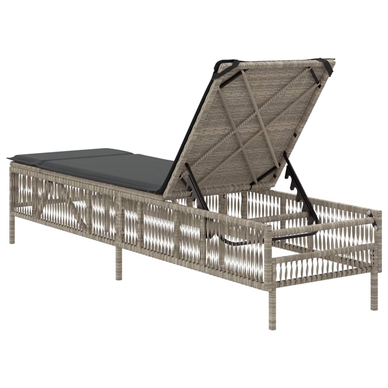 vidaXL PE Rattan Steel Extra Long Sun Lounger in Light Gray