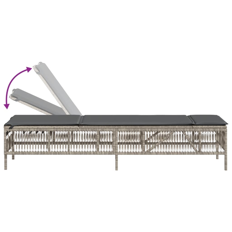 vidaXL PE Rattan Steel Extra Long Sun Lounger in Light Gray