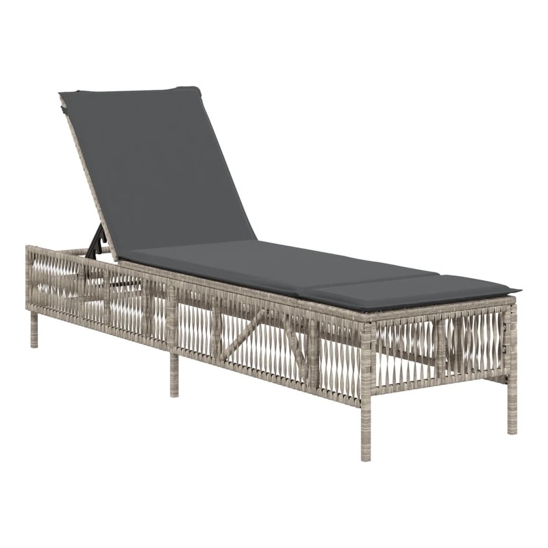vidaXL PE Rattan Steel Extra Long Sun Lounger in Light Gray
