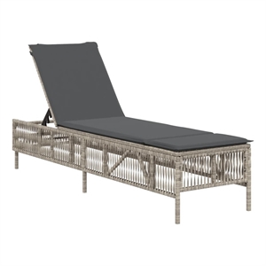 vidaXL PE Rattan Steel Extra Long Sun Lounger in Light Gray
