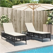 vidaXL PE Rattan Large Sun Lounger Set (3 pcs) w/ Armrests in Black