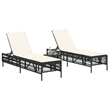 vidaXL PE Rattan Large Sun Lounger Set (3 pcs) w/ Armrests in Black