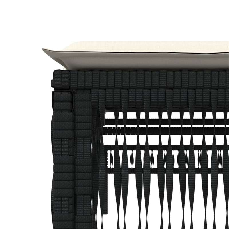 vidaXL PE Rattan Large Sun Lounger Set (3 pcs) w/ Armrests in Black