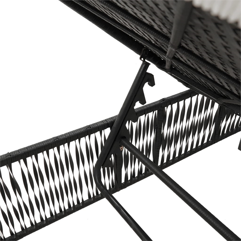 vidaXL PE Rattan Large Sun Lounger Set (3 pcs) w/ Armrests in Black
