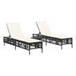 vidaXL PE Rattan Large Sun Lounger Set (3 pcs) w/ Armrests in Black