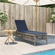 vidaXL Patio PE Rattan Large Sun Lounger w/ Backrest in Gray