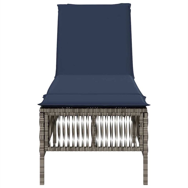 vidaXL Patio PE Rattan Large Sun Lounger w/ Backrest in Gray