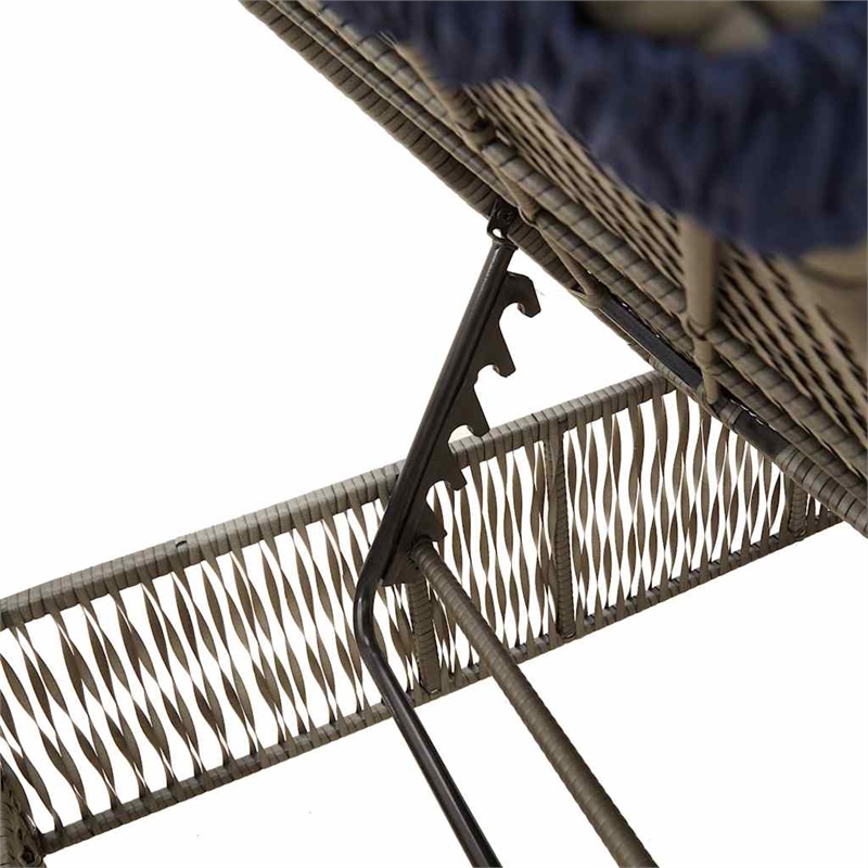 vidaXL Patio PE Rattan Large Sun Lounger w/ Backrest in Gray