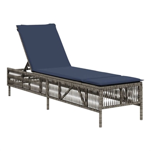 vidaXL Patio PE Rattan Large Sun Lounger w/ Backrest in Gray