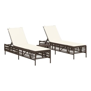 vidaXL PE Rattan Steel Sun Lounger Set (3 pcs) in Brown