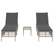 vidaXL PE Rattan Sun Lounger Set (3 pcs) in Light Gray and Dark Gray