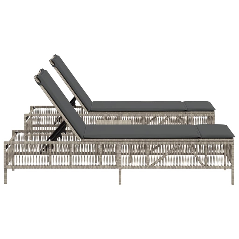 vidaXL PE Rattan Sun Lounger Set (3 pcs) in Light Gray and Dark Gray