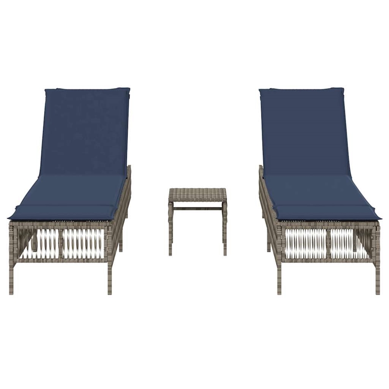 vidaXL Patio PE Rattan Steel Standard Sun Lounger in Gray
