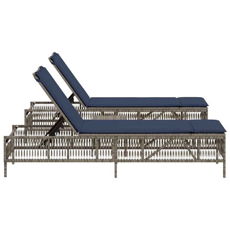 vidaXL Patio PE Rattan Steel Standard Sun Lounger in Gray