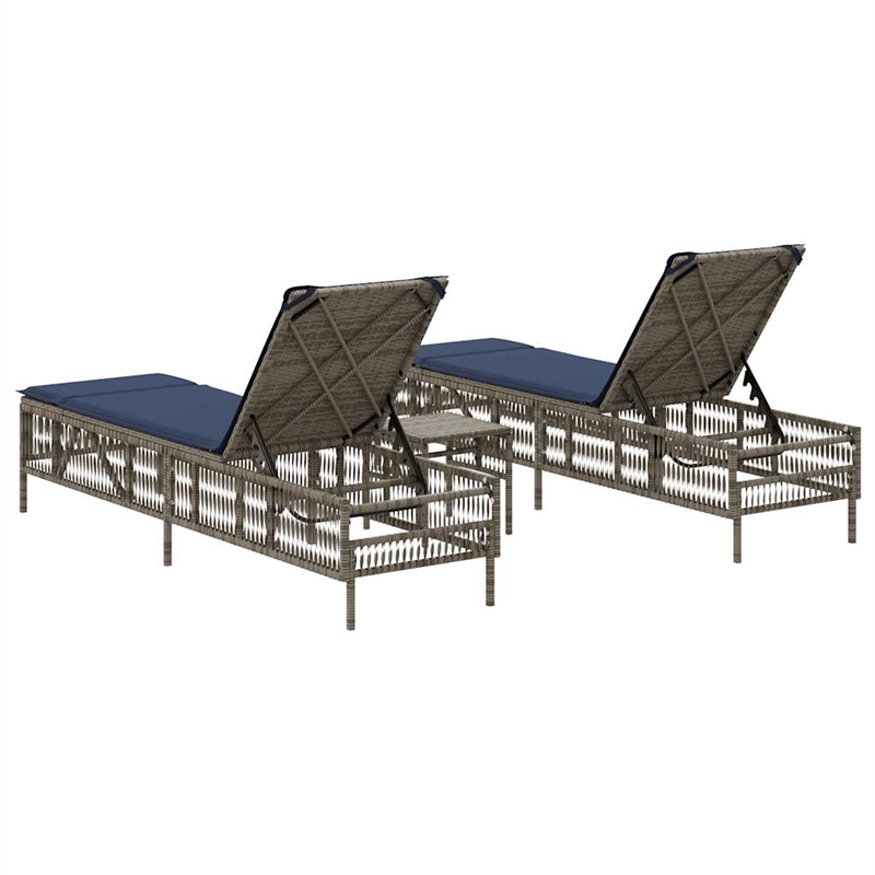 vidaXL Patio PE Rattan Steel Standard Sun Lounger in Gray