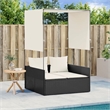 vidaXL Double Sun Lounger in Black and Cream White