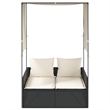 vidaXL Double Sun Lounger in Black and Cream White