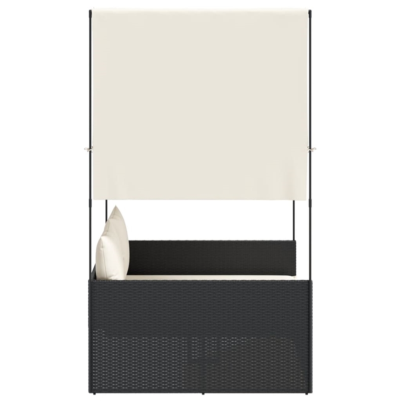 vidaXL Double Sun Lounger in Black and Cream White