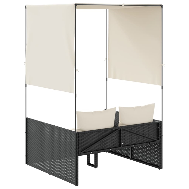 vidaXL Double Sun Lounger in Black and Cream White