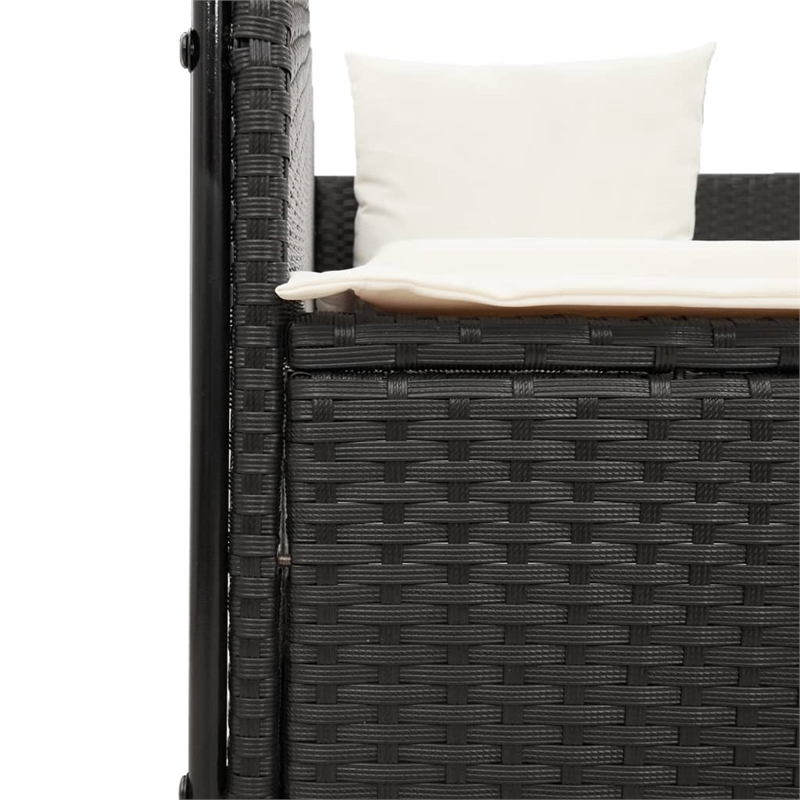 vidaXL Double Sun Lounger in Black and Cream White