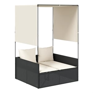 vidaXL Double Sun Lounger in Black and Cream White