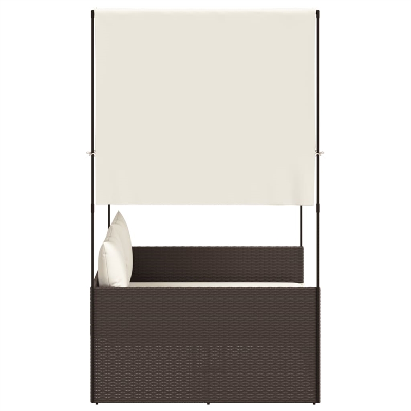 vidaXL Double Sun Lounger in Brown and Cream White