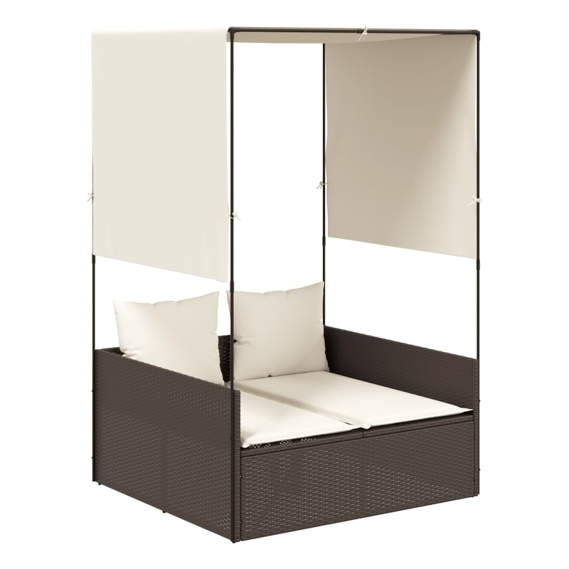 vidaXL Double Sun Lounger in Brown and Cream White