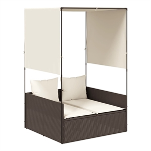 vidaXL Double Sun Lounger in Brown and Cream White