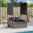 vidaXL PE Rattan Steel Polyester Double Sun Lounger in Gray