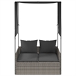vidaXL PE Rattan Steel Polyester Double Sun Lounger in Gray