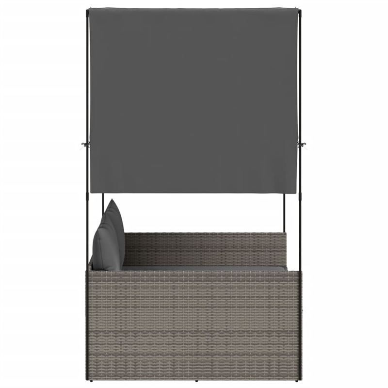 vidaXL PE Rattan Steel Polyester Double Sun Lounger in Gray