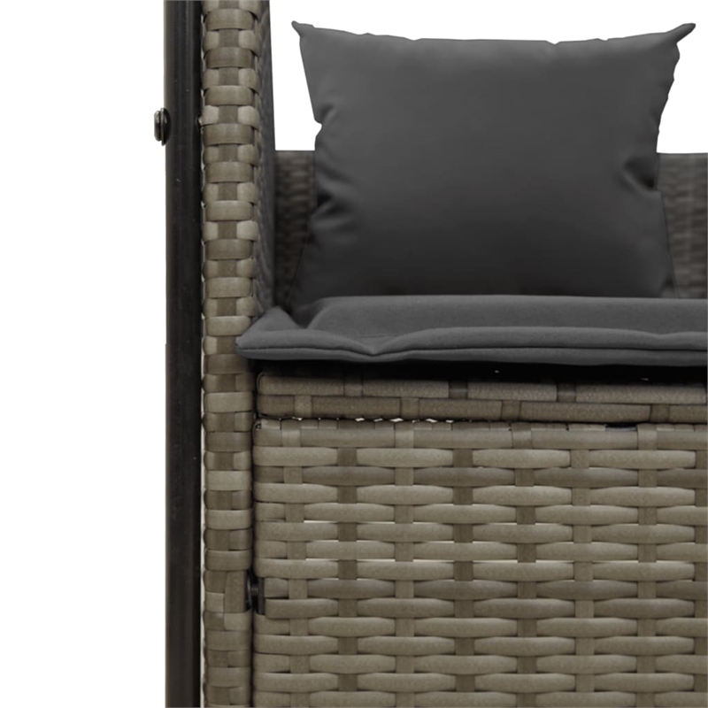 vidaXL PE Rattan Steel Polyester Double Sun Lounger in Gray