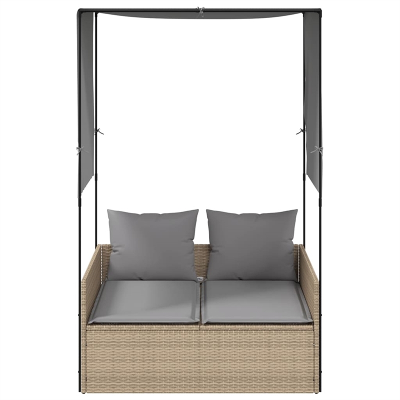 vidaXL PE Rattan Steel Double Sun Lounger in Beige