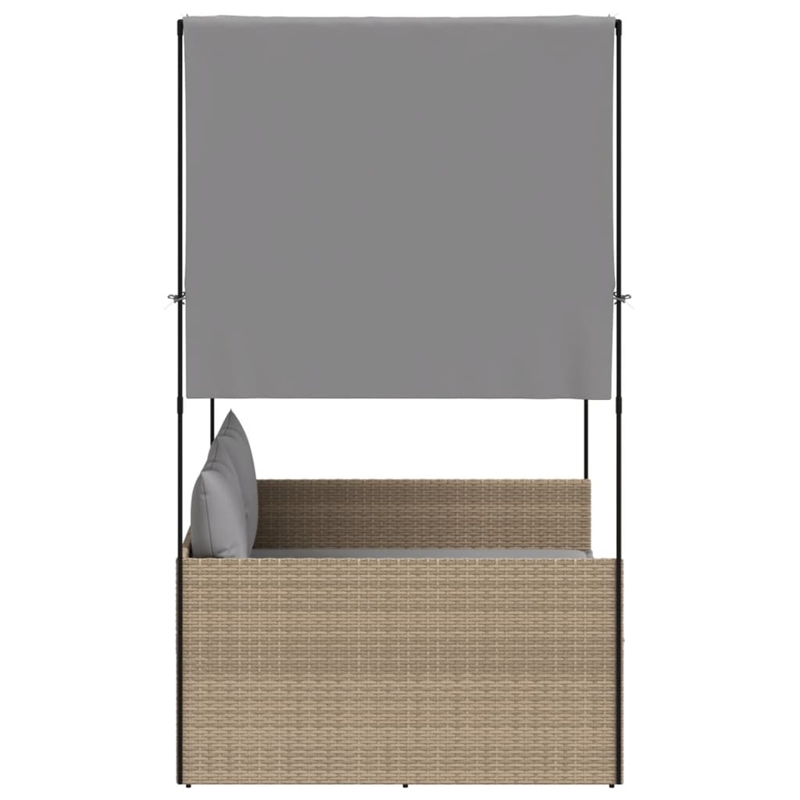 vidaXL PE Rattan Steel Double Sun Lounger in Beige