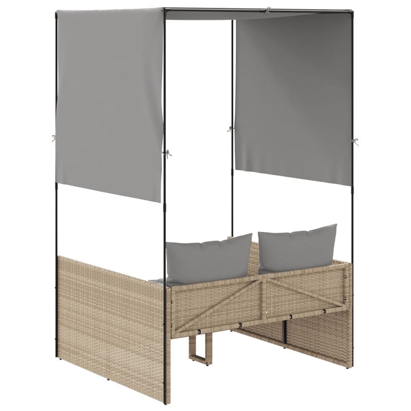 vidaXL PE Rattan Steel Double Sun Lounger in Beige