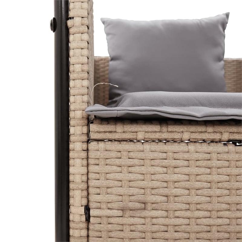 vidaXL PE Rattan Steel Double Sun Lounger in Beige