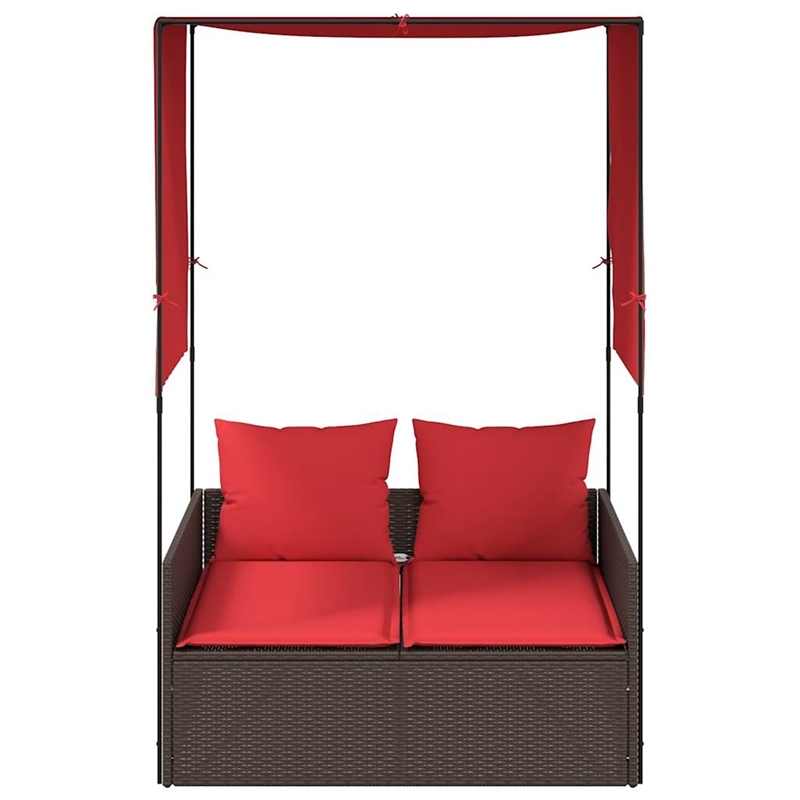 vidaXL Patio Double Sun Lounger in Brown and Red