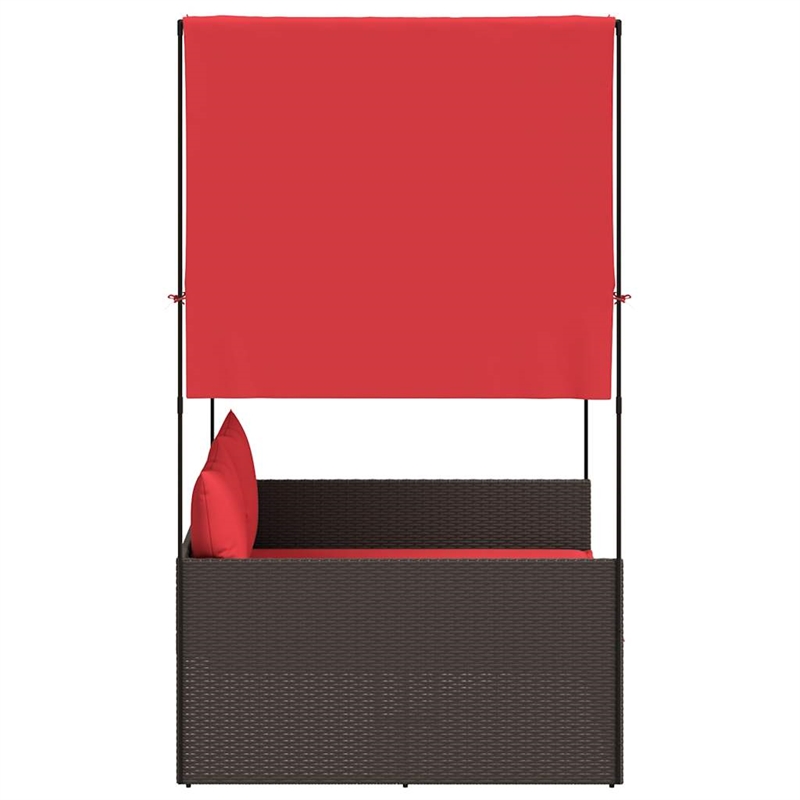 vidaXL Patio Double Sun Lounger in Brown and Red